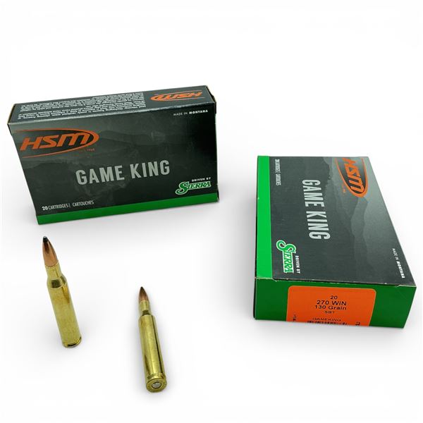 HSM 270 Win, 130 Grain SBT Gameking Ammunition, 40 Rounds