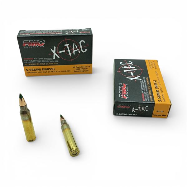 PMC X-Tac 5.56mm (M855), 62 Grain Green Tip Ammunition, 20 Rounds