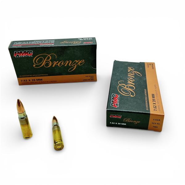 PMC Bronze 7.62x39mm, 123 Grain FMJ Ammunition, 40 Rounds