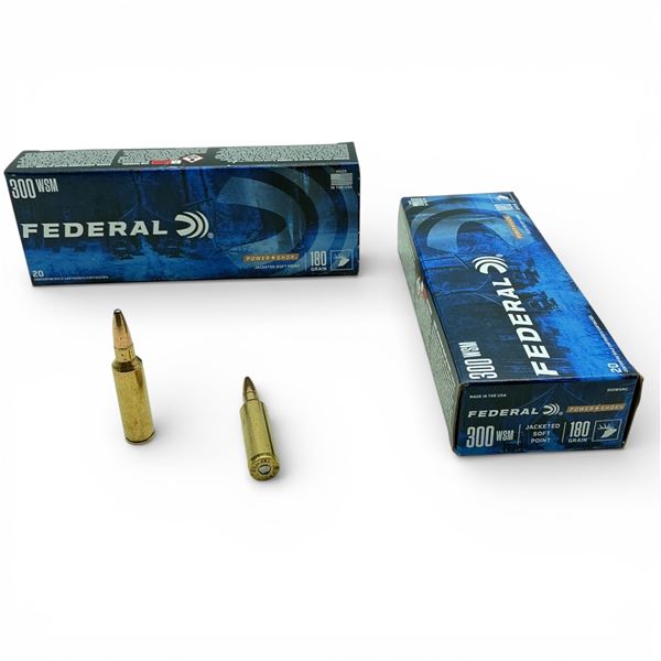 Federal Power-Shok 300 WSM, 180 Grain Jacketed Soft Point Ammunition, 40 Rounds