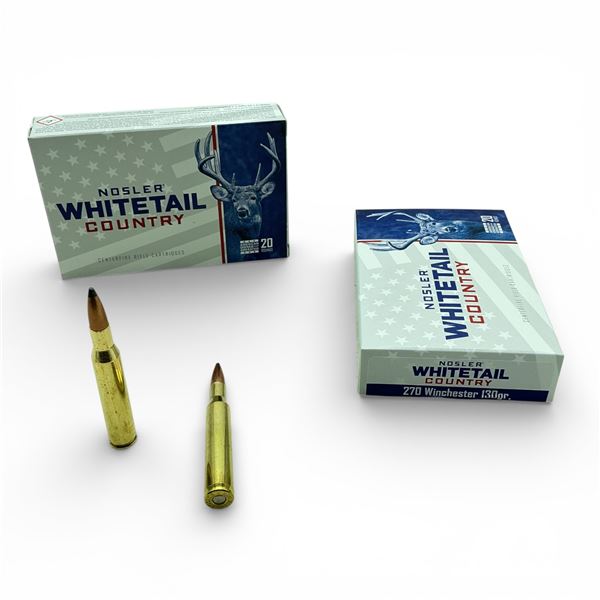 Nosler Whitetail Country 270 Winchester, 130 Grain Ammunition, 40 Rounds