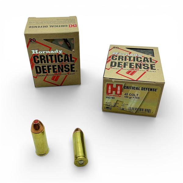 Hornady Critical Defense 45 Colt, 185 Grain FTX Ammunition, 40 Rounds