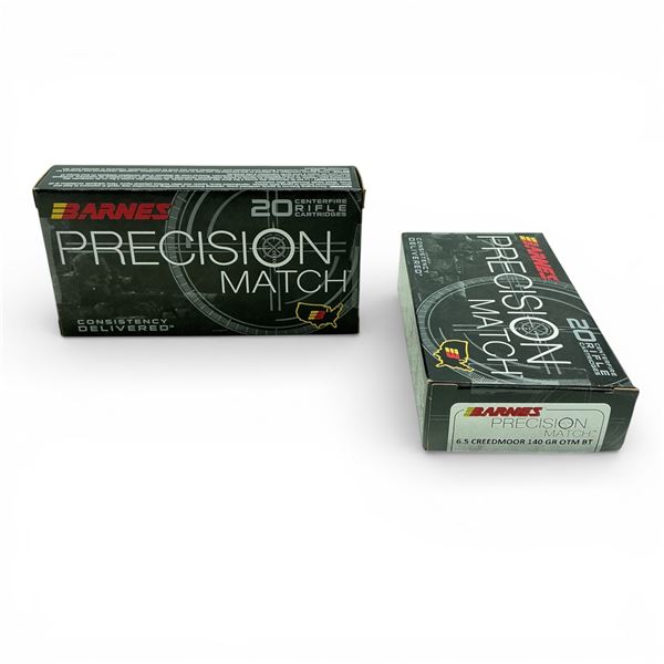 Barnes Precision Match 6.5 Creedmoor, 140 Grain OTM BT Ammunition, 40 Rounds