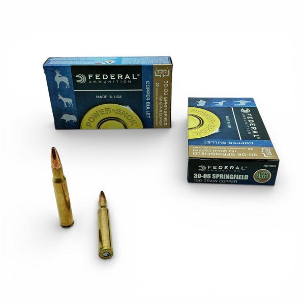 Federal Power-Shok 30-06 Springfield, 150 Grain Copper Lead Free Ammunition, 40 Rounds