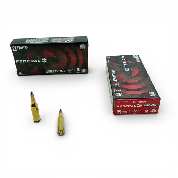 Federal American Eagle 224 Valkyrie, 75 Grain TMJ Ammunition, 40 Rounds