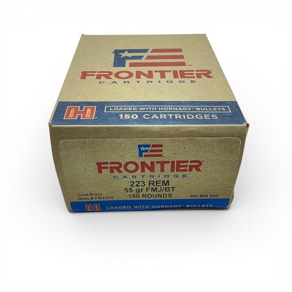 Hornady Frontier 223 Rem, 55 Grain FMJ/BT Ammunition, 150 Rounds