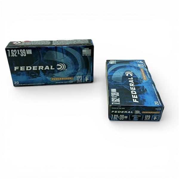 Federal Power-Shok 7.62x39mm, 123 Grain Jacketed Soft Point Ammunition, 40 Rounds