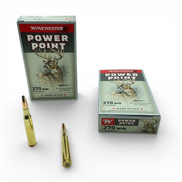 Winchester Power Point 270 Win, 130 Grain Ammunition, 40 Rounds