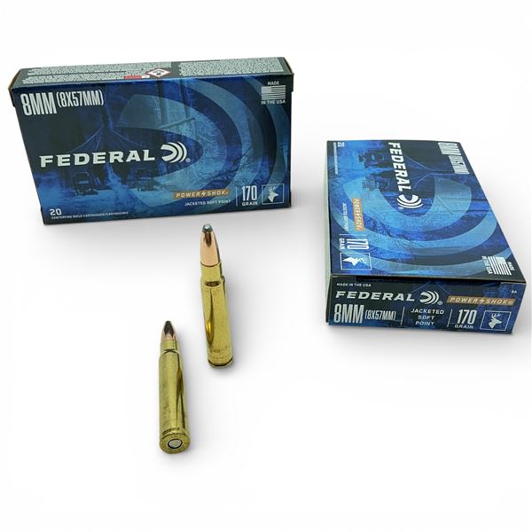 Federal Power-Shok 8mm (8x57mm), 170 Grain Jacketed Soft Point Ammunition, 40 Rounds