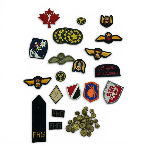 Assorted Military Patches and Buttons