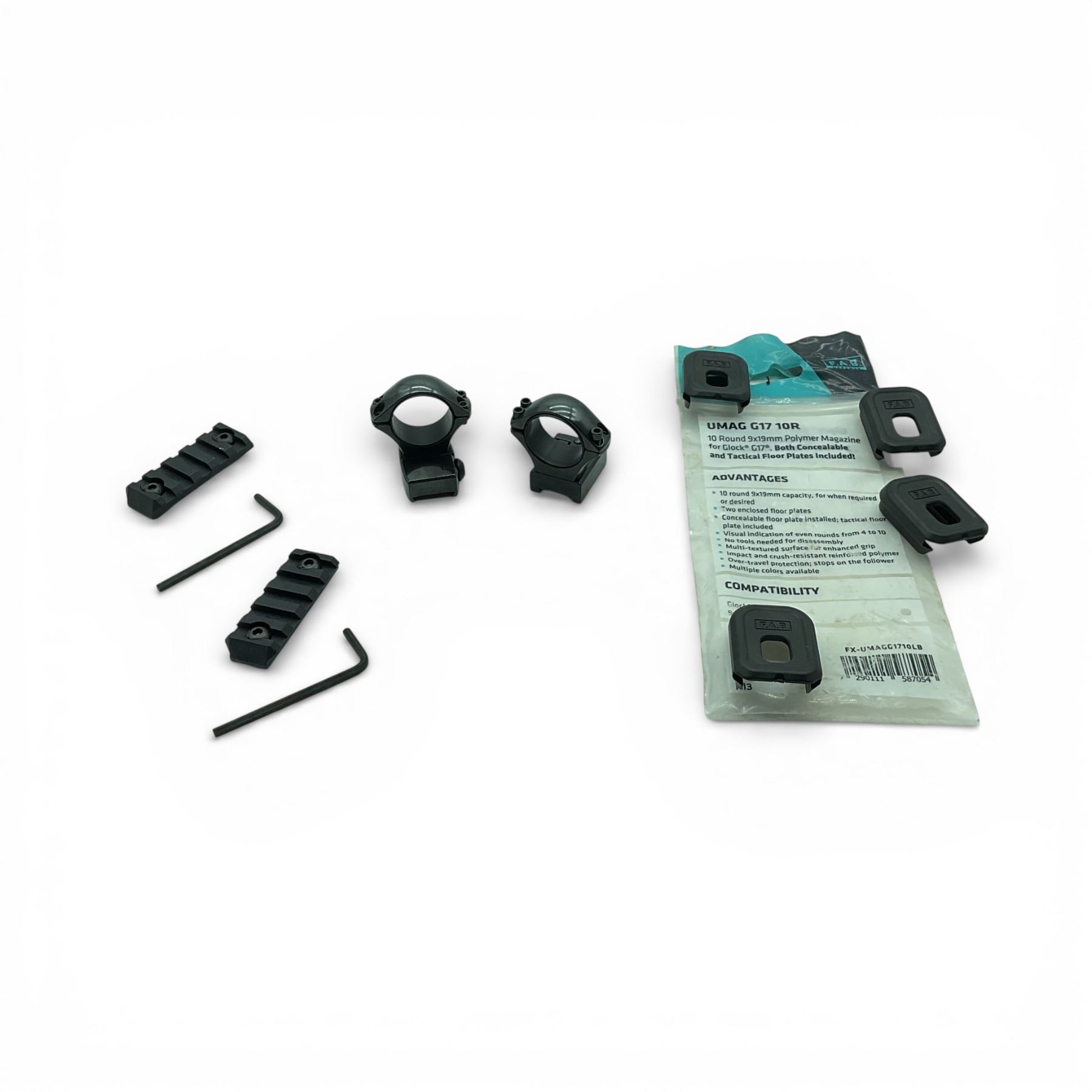 Multiple Scope Plates Assorted Rail Sections, Scope Rings and Magazine Floor Plates