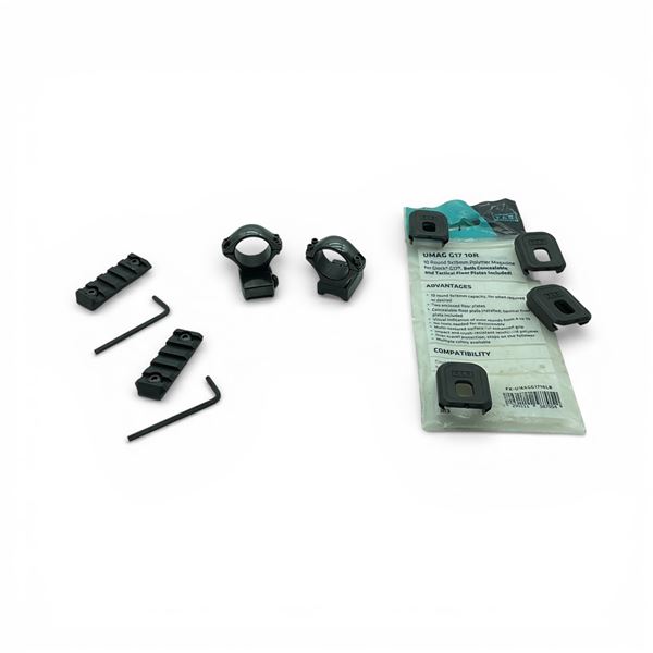 Assorted Rail Sections, Scope Rings and Magazine Floor Plates