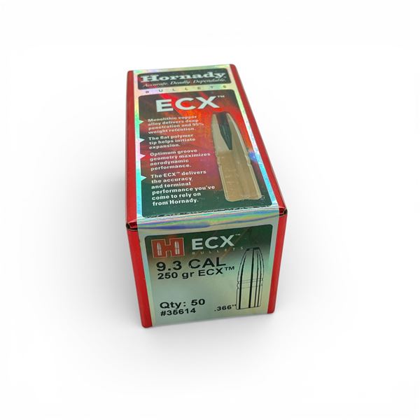 Hornady 9.3 Cal (.366"), 250 Grain ECX Projectiles, 50 Qty