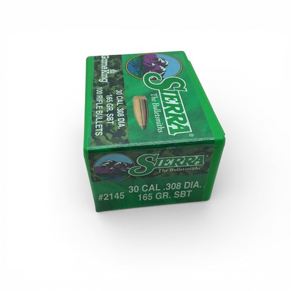 Sierra Gameking 30 Cal (.308"), 165 Grain SBT Projectiles, 100 Qty