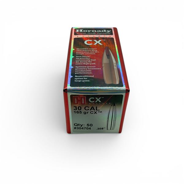 Hornady 30 Cal (.308"), 165 Grain CX Projectiles, 50 Qty