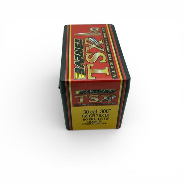 Barnes TSX 30 Cal (.308"), 165 Grain TSX BT Projectiles, 50 Qty