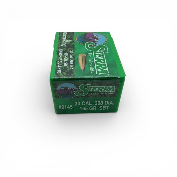 Sierra Gameking 30 Cal (.308"), 165 Grain SBT Projectiles, 100 Qty