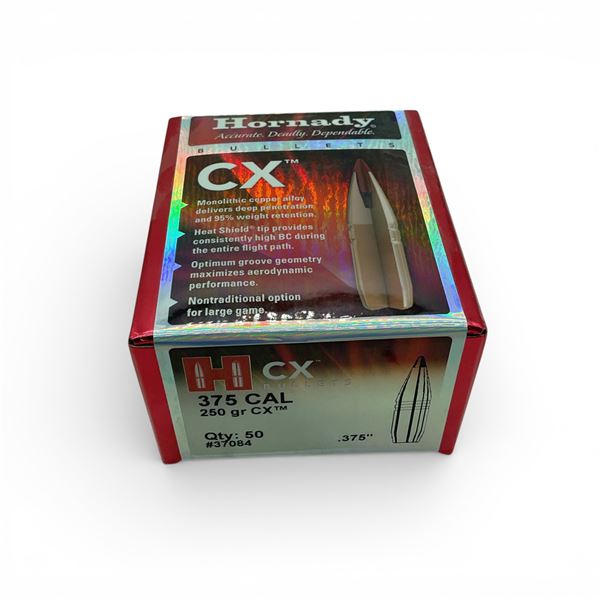 Hornady 375 Cal (.375"), 250 Grain CX Projectiles, 50 Qty