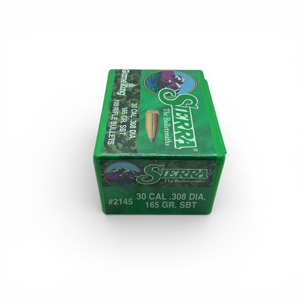 Sierra Gameking 30 Cal (.308"), 165 Grain SBT Projectiles, 100 Qty
