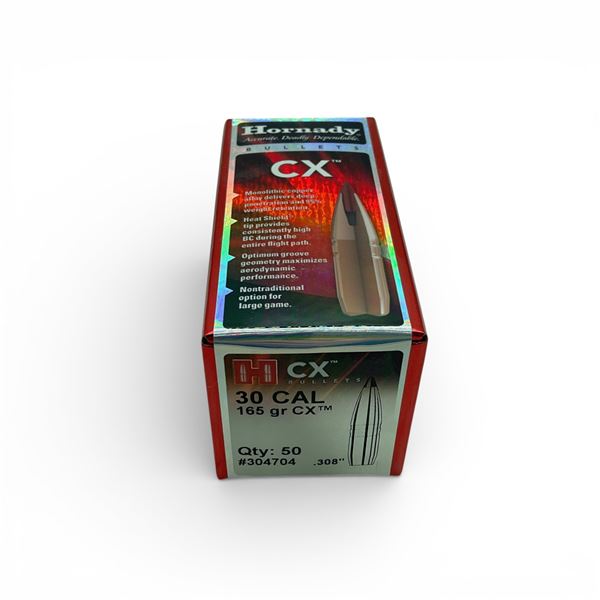 Hornady 30 Cal (.308"), 165 Grain CX Projectiles, 50 Qty