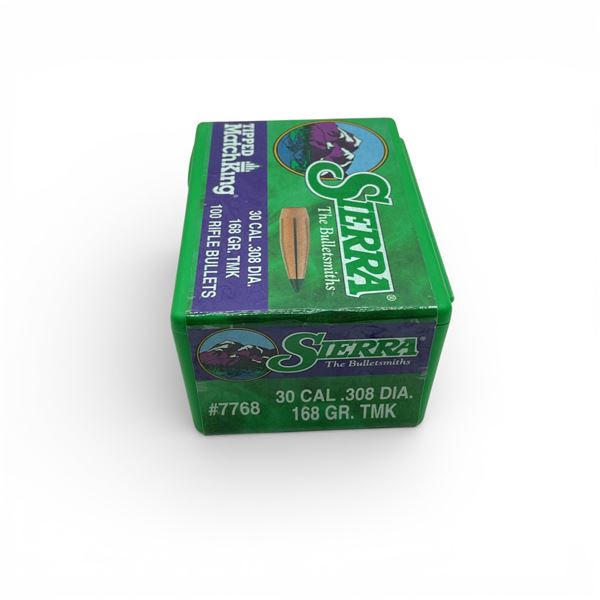 Sierra Tipped Matchking 30 Cal (.308"), 168 Grain TMK Projectiles, 100 Qty