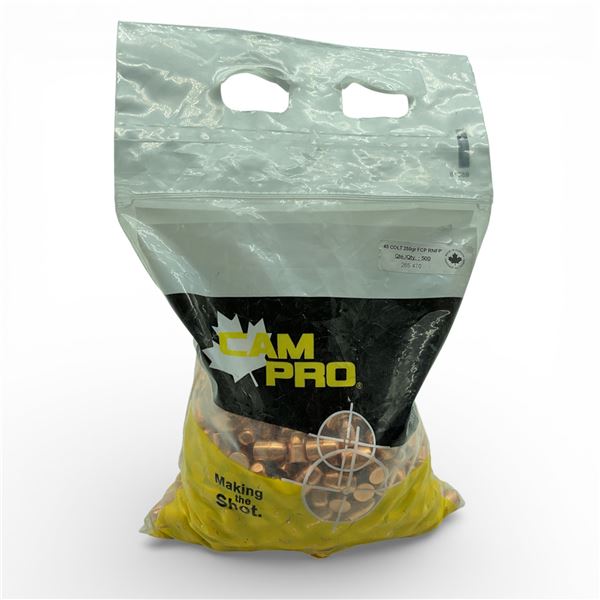 Cam Pro 45 Colt, 250 Grain FCP RNFP Projectiles, 500 Qty