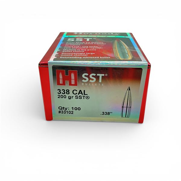 Hornady 338 Cal (.338"), 200 Grain SST Projectiles, 100 Qty