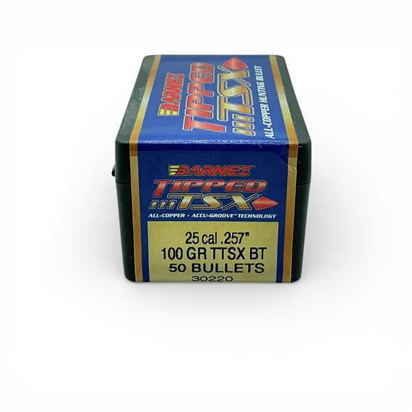 Barnes Tipped TSX 25 Cal (.257"), 100 Grain TTSX BT Projectiles, 50 Qty