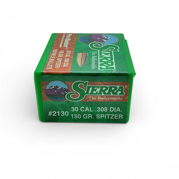 Sierra Pro Hunter 30 Cal (.308"), 150 Grain Spitzer Projectiles, 100 Qty