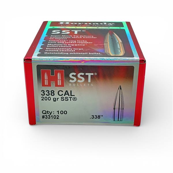 Hornady 338 Cal (.338"), 200 Grain SST Projectiles, 100 Qty