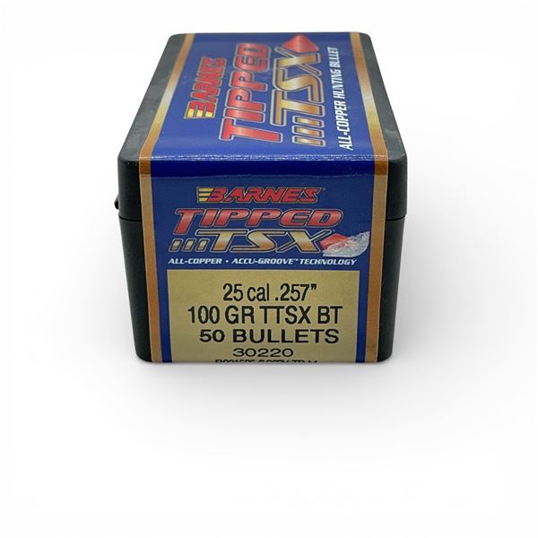 Barnes Tipped TSX 25 Cal (.257"), 100 Grain TTSX BT Projectiles, 50 Qty