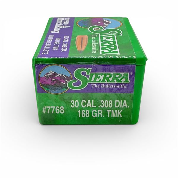 Sierra Tipped Matchking 30 Cal (.308"), 168 Grain TMK Projectiles, 100 Qty
