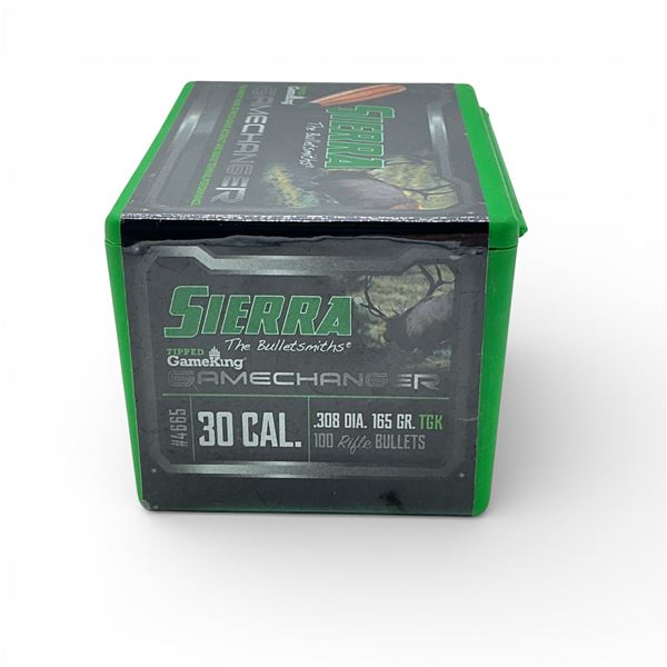 Sierra Tipped Gameking Gamechanger 30 Cal (.308"), 165 Grain TGK Projectiles, 100 Qty