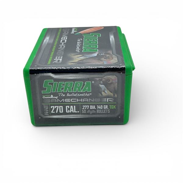 Sierra Tipped Gameking Gamechanger 270 Cal (.277"), 140 Grain TGK Projectiles, 50 Qty