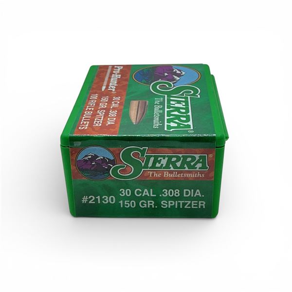 Sierra Pro Hunter 30 Cal (.308"), 150 Grain Spitzer Projectiles, 100 Qty