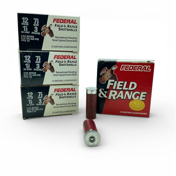 Federal Field and Range 12 Ga 2 3/4" # 7 1/2 Ammunition, 100 Rounds