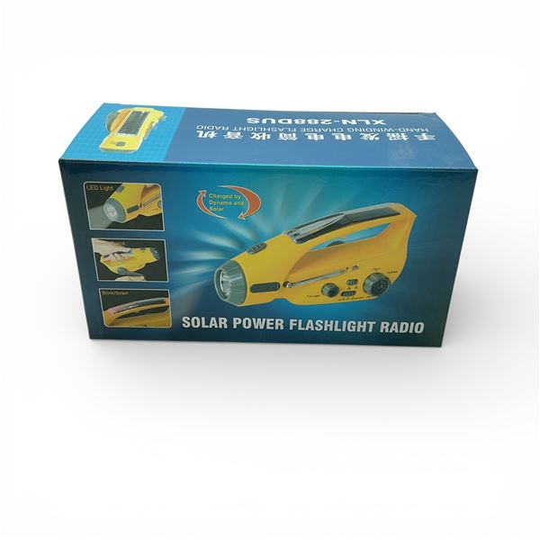 Hand-Winding Charge and Solar Power Flashlight Radio, New