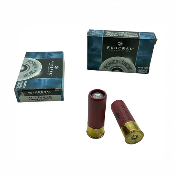 Federal Power Shok 12 Ga 2 3/4" Maximum Rifled HP Slug Ammunition, 10 Rounds