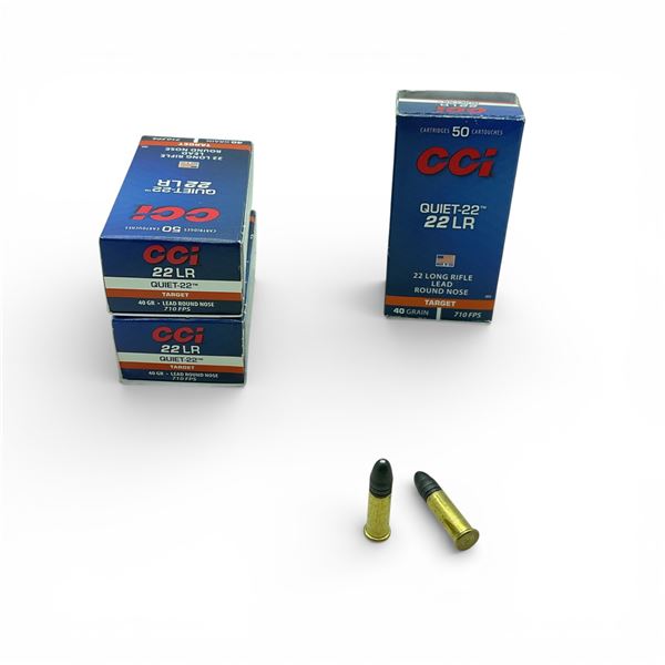 CCI Quiet Target 22 LR 40 Grain LRN Ammunition, 150 Rounds