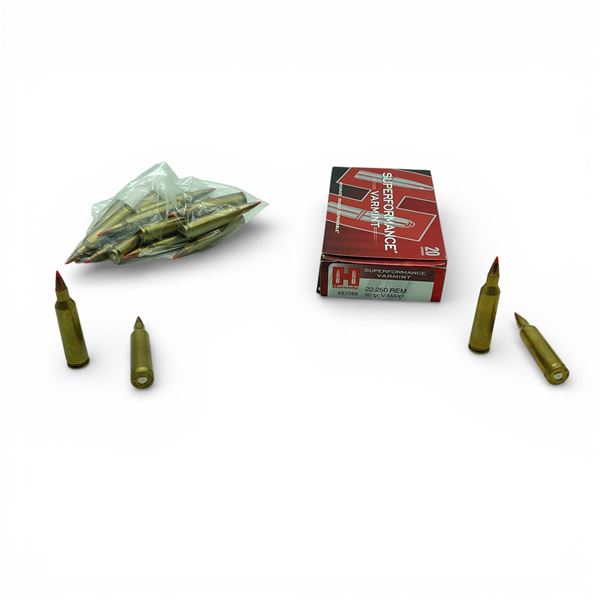 Hornady Superformance Varmint V-Max 22-250 Rem 50 Grain Ammunition, Approx 35 Rounds