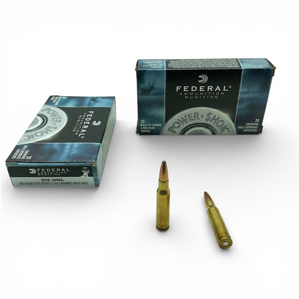 Federal Power Shok 308 Win 180 Grain SP Ammunition, 40 Rounds