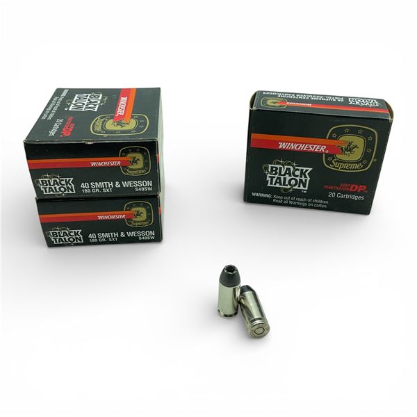 Winchester Supreme Black Talon 40 S & W 180 Grain SXT Ammunition, 60 Rounds