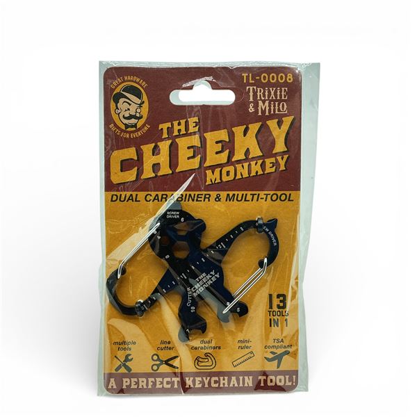 Lucky Jack "The Cheeky Monkey" Dual Carabiner & Multi-Tool, New