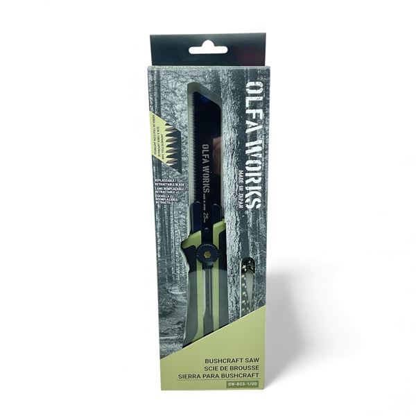 Olfa Works Bushcraft Saw with 4.19" Replaceable Retractable Blade, Olive, New