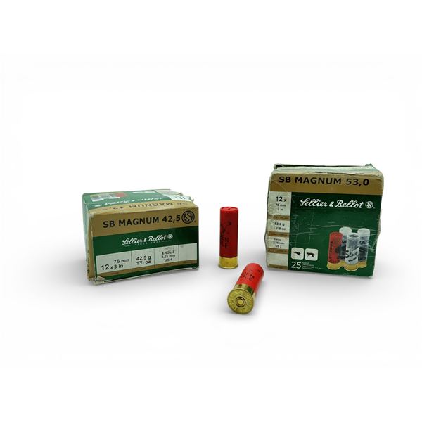 Sellier & Bellot Magnum 12 Ga 3" #4 Ammunition, 25 Rounds, #2 Ammunition, 25 Rounds