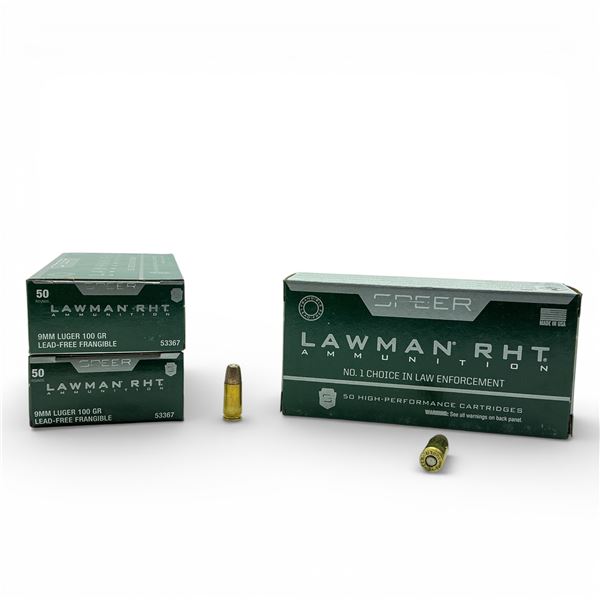 Speer Lawman RHT 9 mm 100 Grain Frangible Ammunition, 150 Rounds