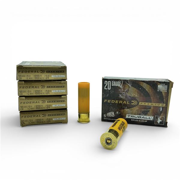 Federal Premium 20 Ga 2 3/4" Truball Rifled Slug Ammunition, 25 Rounds