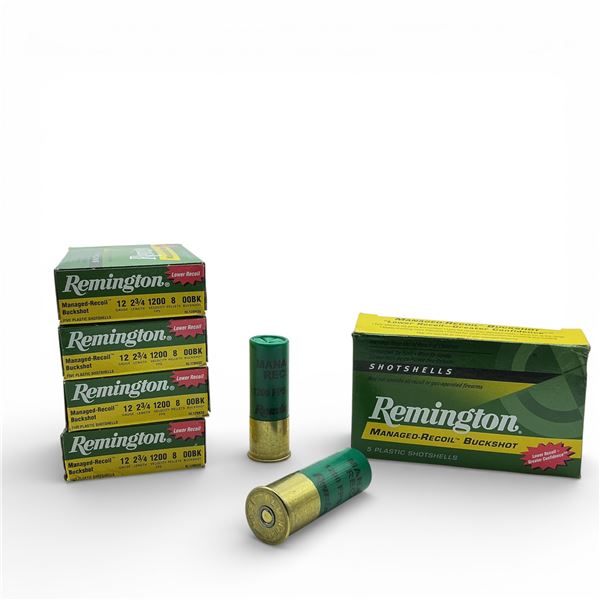 Remington Managed Recoil 12 Ga 2 3/4" 00 Buckshot Ammunition, 25 Rounds