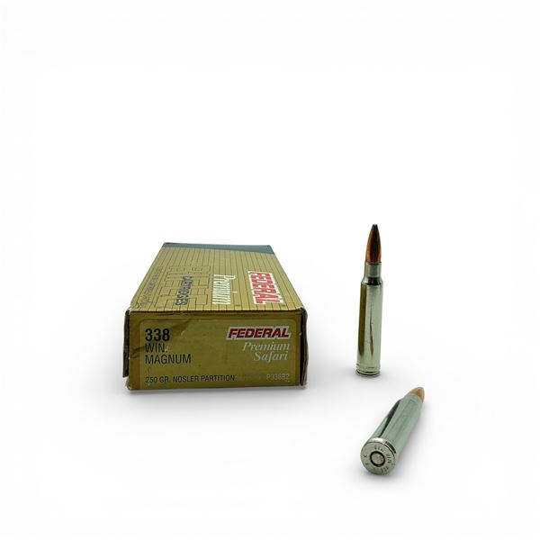 Federal Premium Safari 338 Win Magnum, 250 Grain Nosler Partition, 20 Rounds