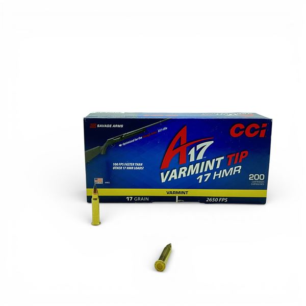 CCI A17 Varmint Tip .17 HMR, 17 Grain Ammunition, 200 Rounds